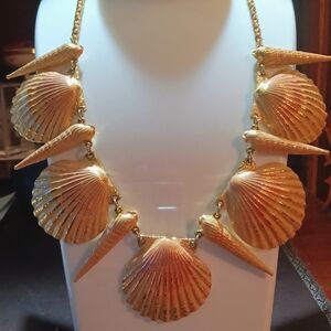 Golden Seashell Statement Necklace
